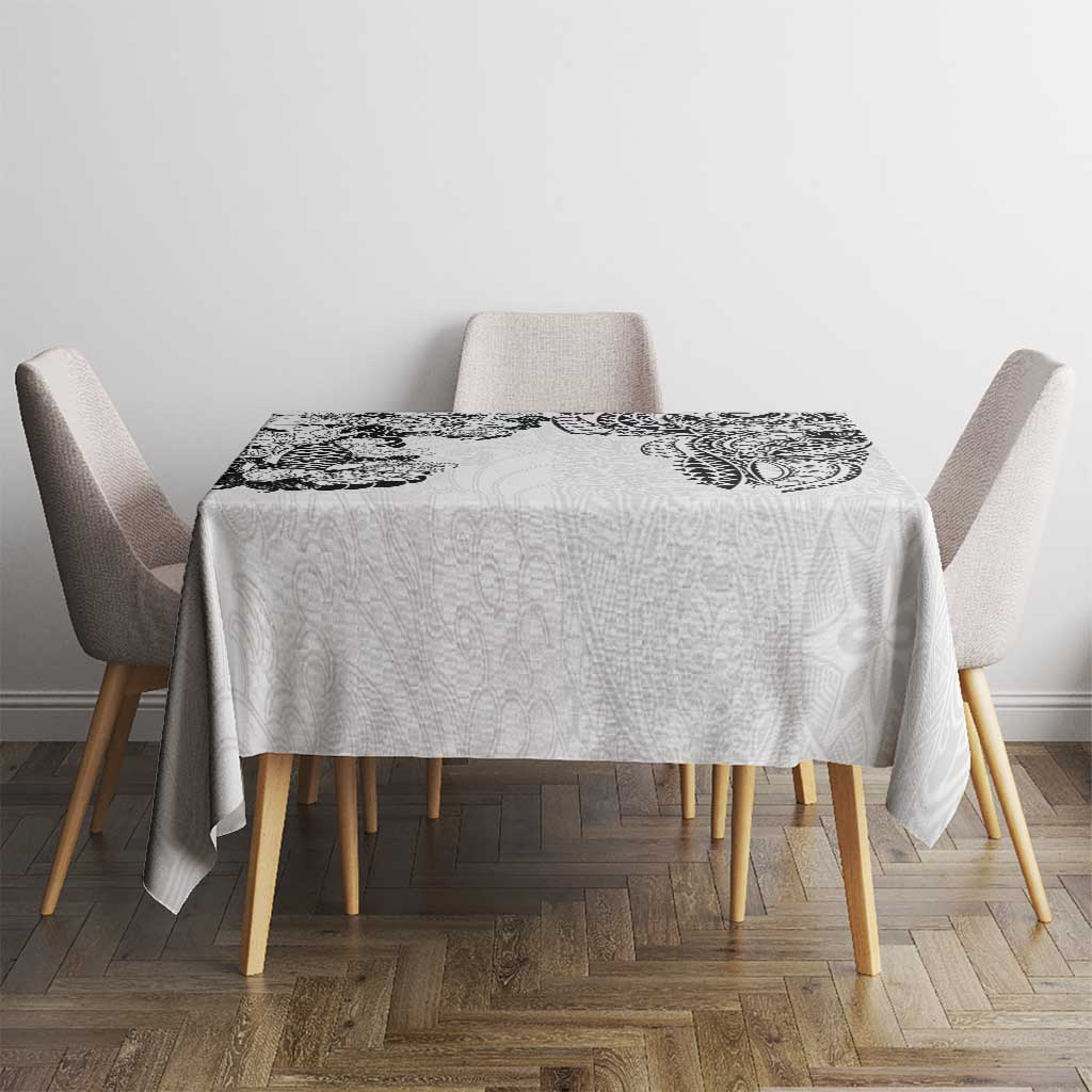 Japanese Irezumi and Hawaiian Polynesian Art Tattoo Tablecloth White Color - Wonder Print Shop
