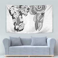 Japanese Irezumi and Hawaiian Polynesian Art Tattoo Tapestry White Color - Wonder Print Shop