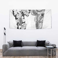 Japanese Irezumi and Hawaiian Polynesian Art Tattoo Tapestry White Color - Wonder Print Shop
