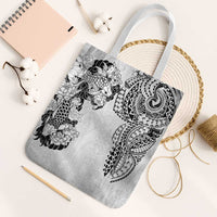 Japanese Irezumi and Hawaiian Polynesian Art Tattoo Tote Bag White Color - Wonder Print Shop