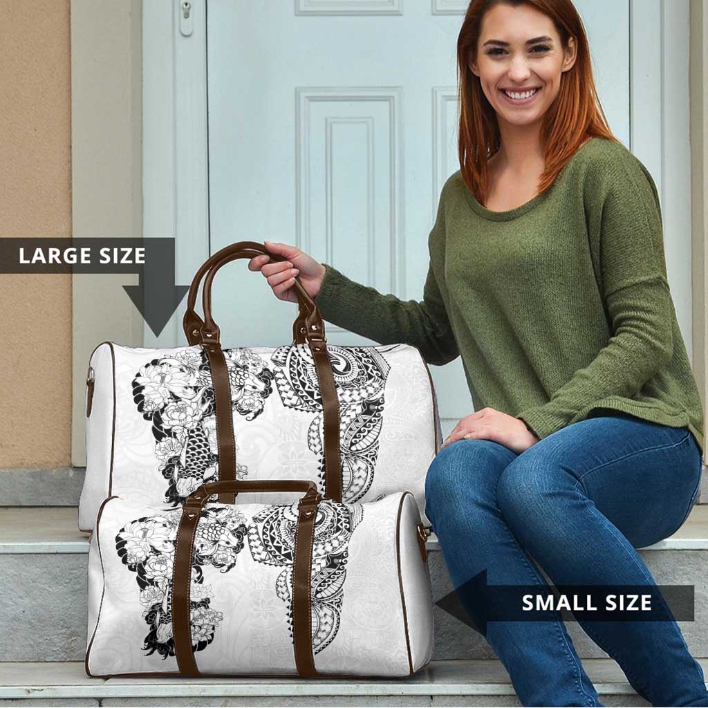 Japanese Irezumi and Hawaiian Polynesian Art Tattoo Travel Bag White Color - Wonder Print Shop