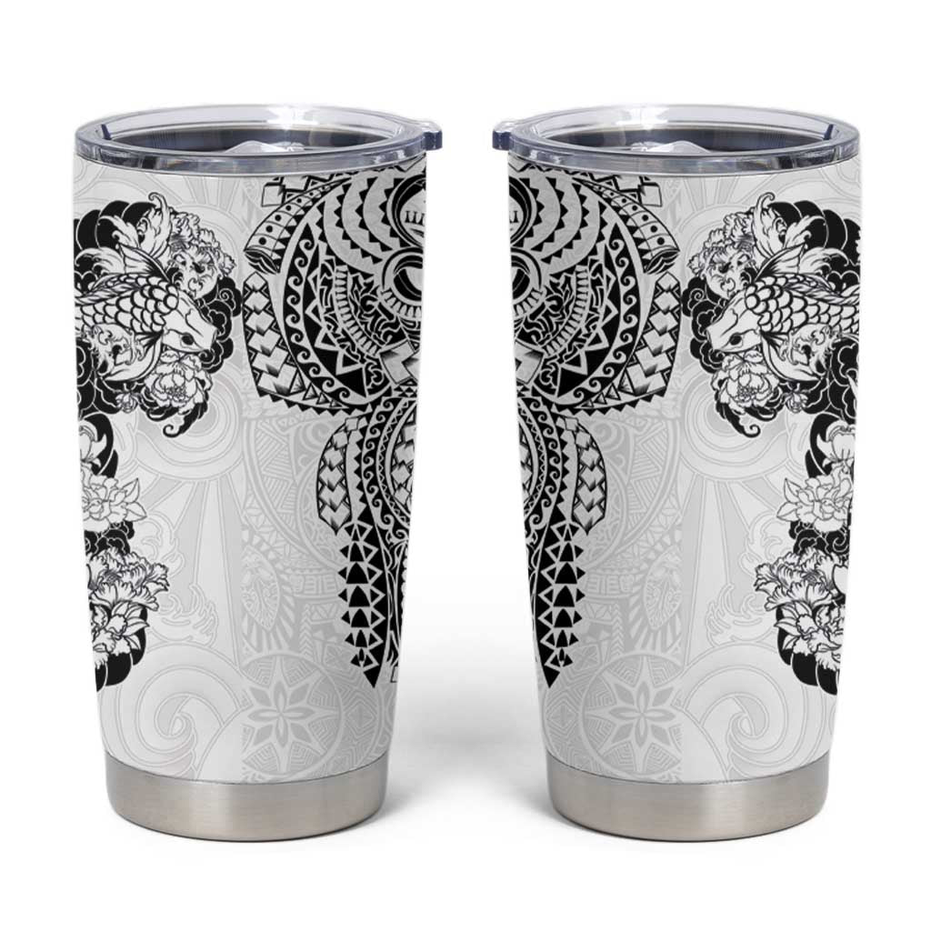 Japanese Irezumi and Hawaiian Polynesian Art Tattoo Tumbler Cup White Color - Wonder Print Shop