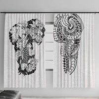 Japanese Irezumi and Hawaiian Polynesian Art Tattoo Window Curtain White Color - Wonder Print Shop