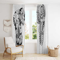 Japanese Irezumi and Hawaiian Polynesian Art Tattoo Window Curtain White Color - Wonder Print Shop