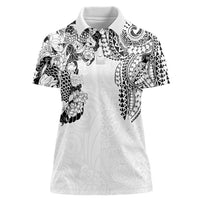 Japanese Irezumi and Hawaiian Polynesian Art Tattoo Women Polo Shirt White Color - Wonder Print Shop