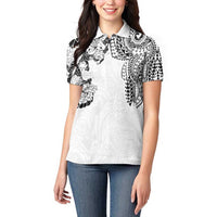 Japanese Irezumi and Hawaiian Polynesian Art Tattoo Women Polo Shirt White Color - Wonder Print Shop