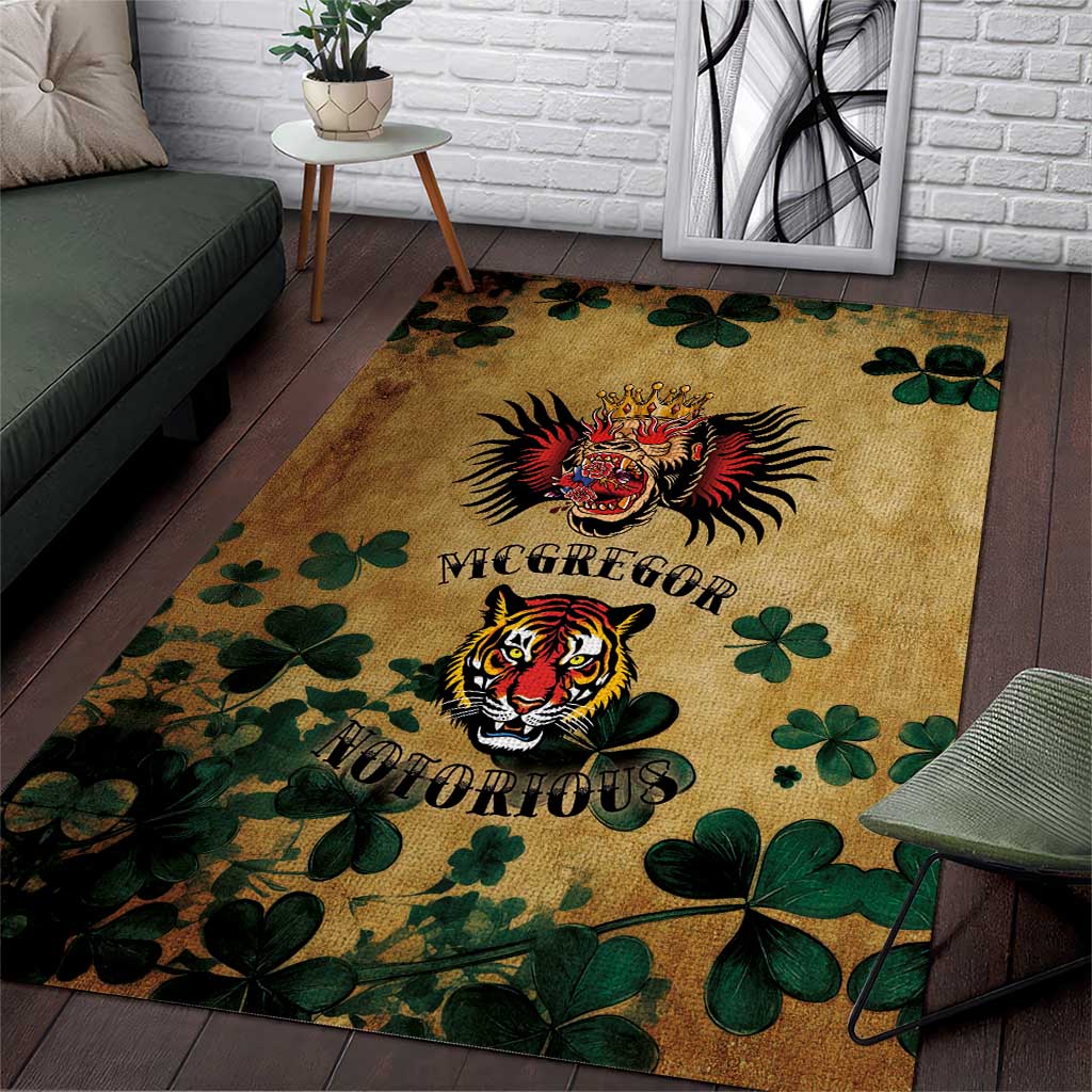 The Irishman-Notorious Area Rug Old School Tattoos and Shamrocks Grunge Style