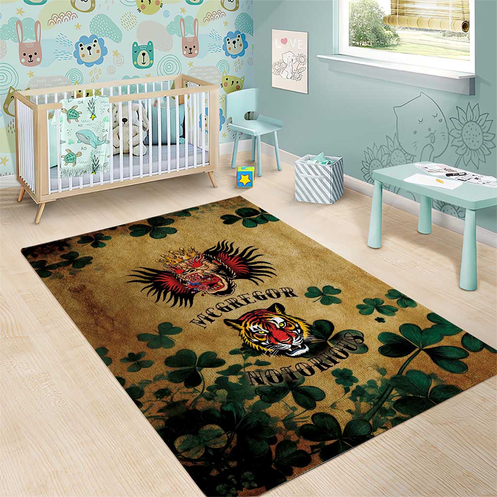 The Irishman-Notorious Area Rug Old School Tattoos and Shamrocks Grunge Style