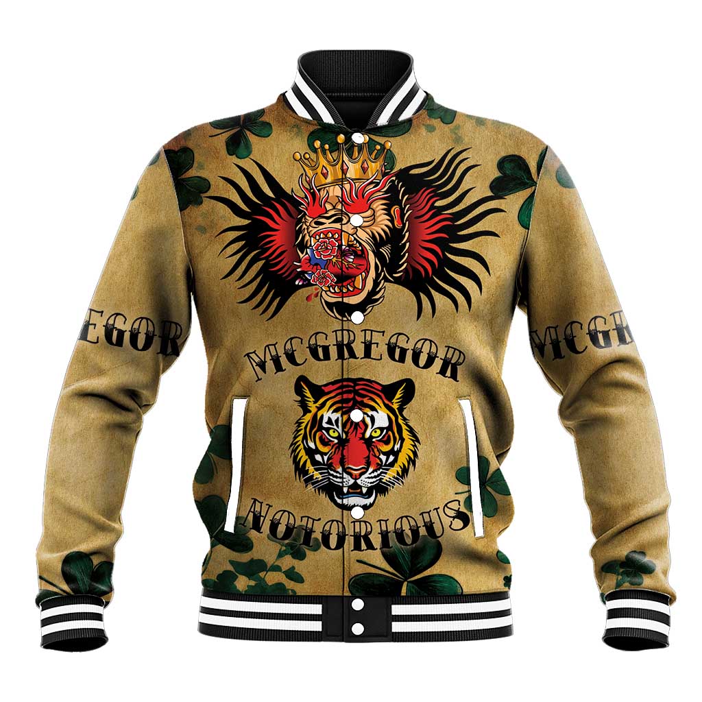 The Irishman-Notorious Baseball Jacket Old School Tattoos and Shamrocks Grunge Style