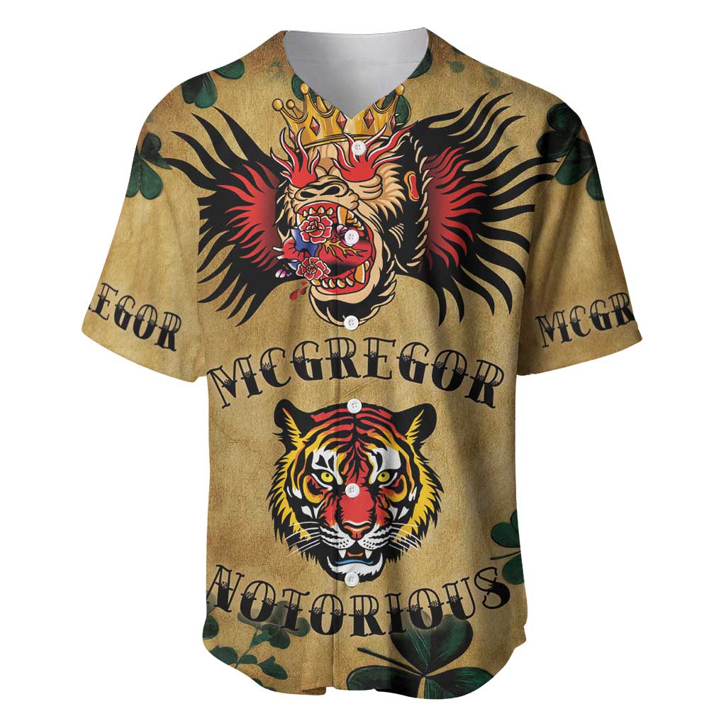 The Irishman-Notorious Baseball Jersey Old School Tattoos and Shamrocks Grunge Style