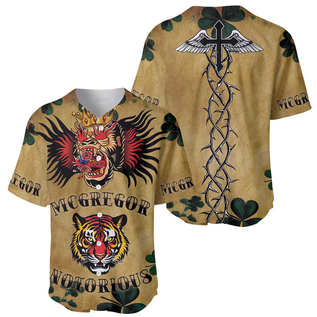 The Irishman-Notorious Baseball Jersey Old School Tattoos and Shamrocks Grunge Style