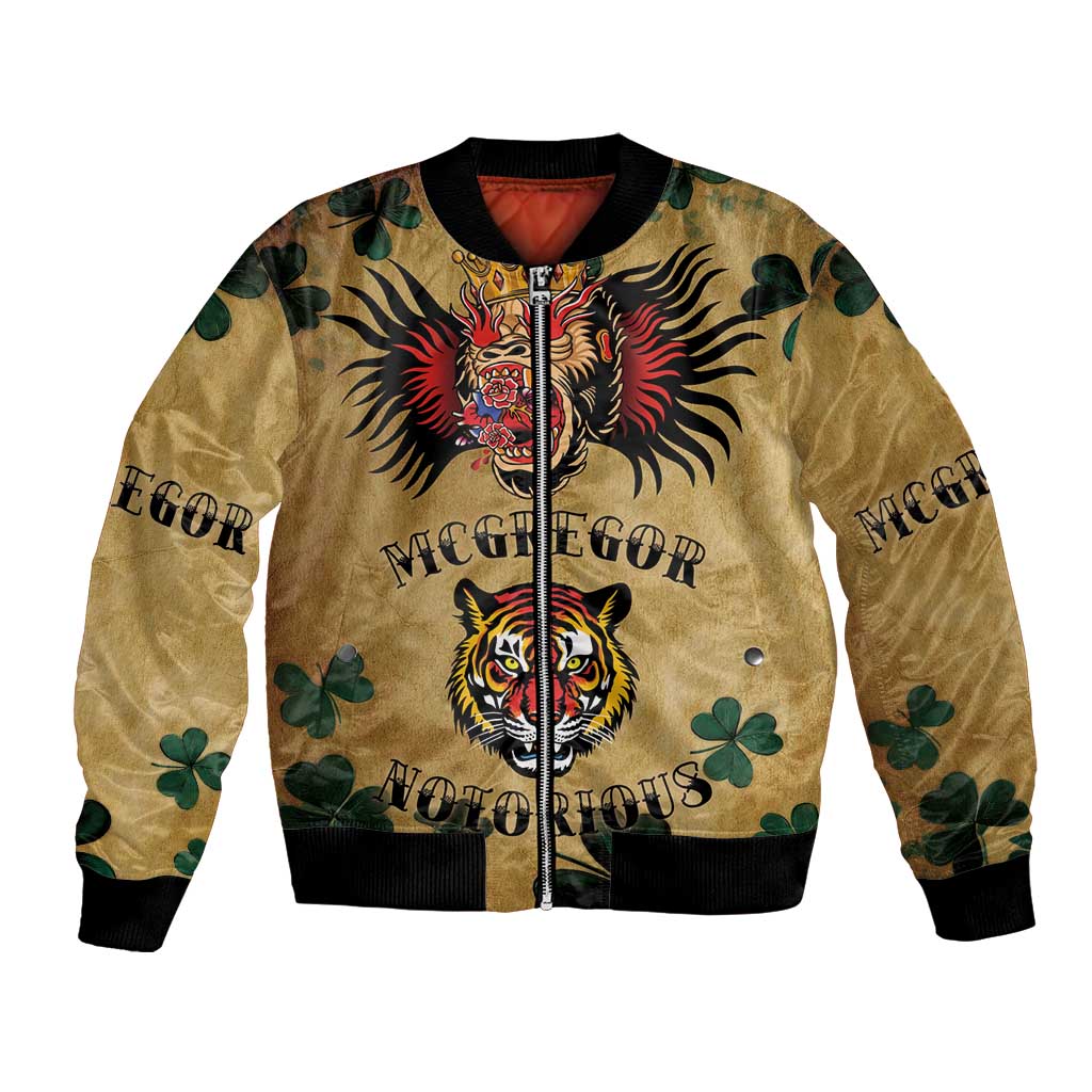 The Irishman-Notorious Bomber Jacket Old School Tattoos and Shamrocks Grunge Style
