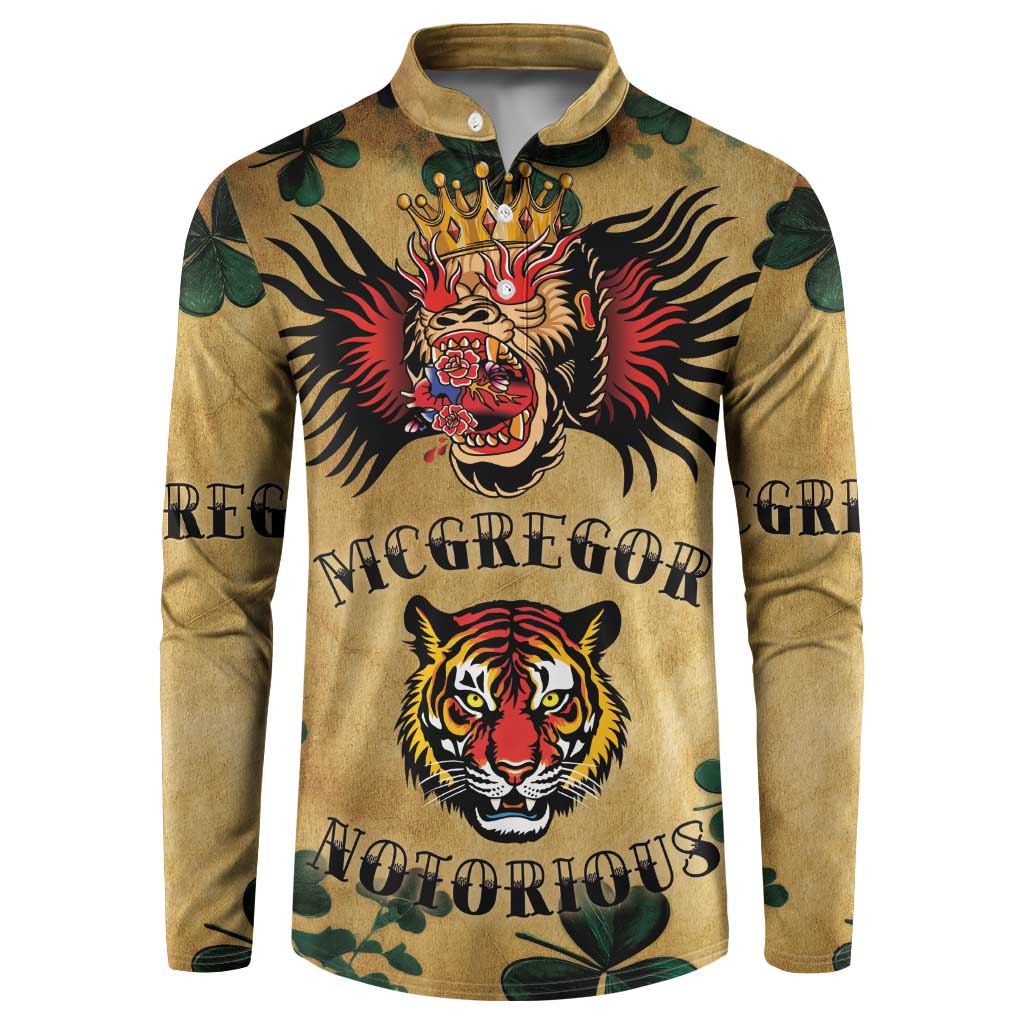 The Irishman-Notorious Button Sweatshirt Old School Tattoos and Shamrocks Grunge Style