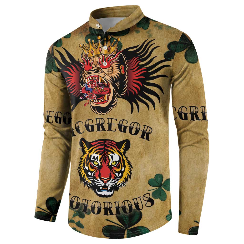 The Irishman-Notorious Button Sweatshirt Old School Tattoos and Shamrocks Grunge Style