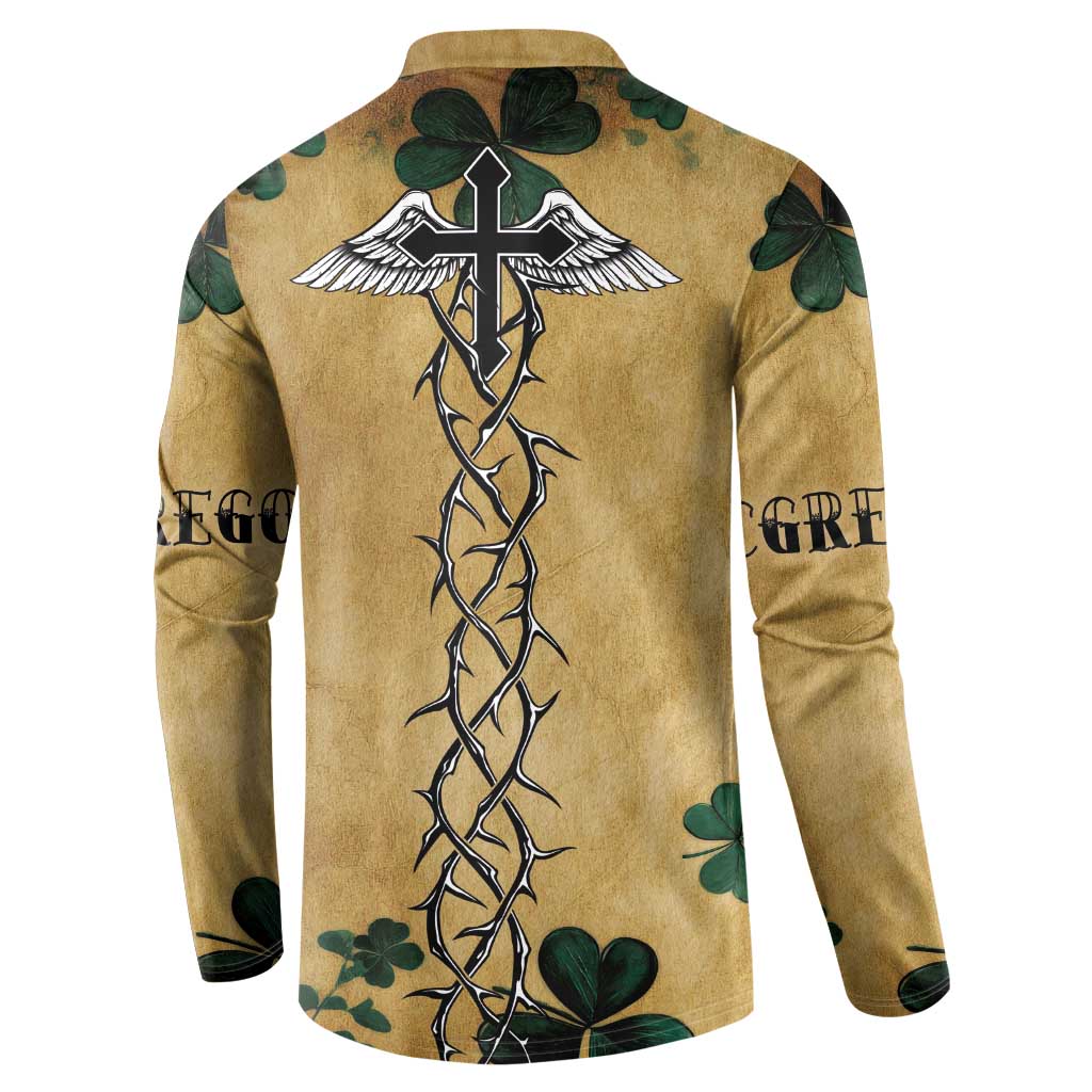 The Irishman-Notorious Button Sweatshirt Old School Tattoos and Shamrocks Grunge Style