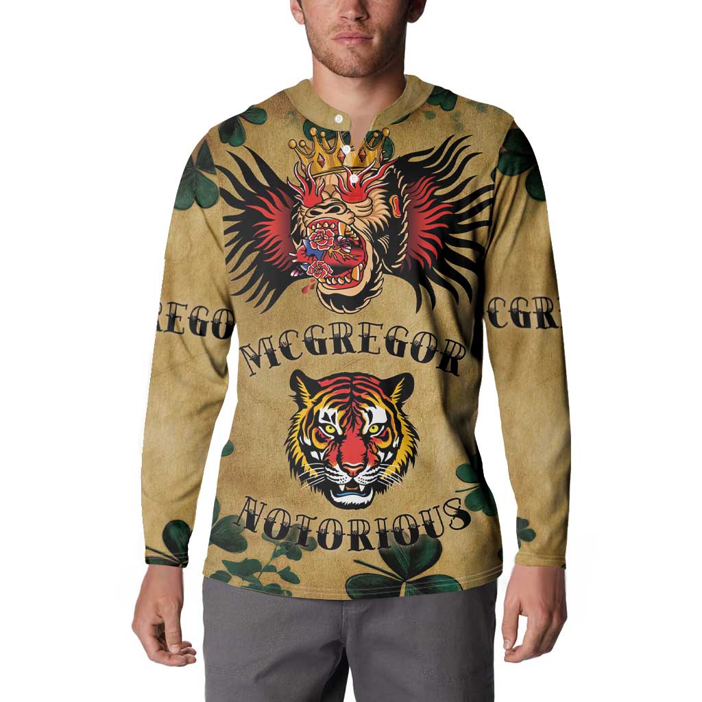 The Irishman-Notorious Button Sweatshirt Old School Tattoos and Shamrocks Grunge Style