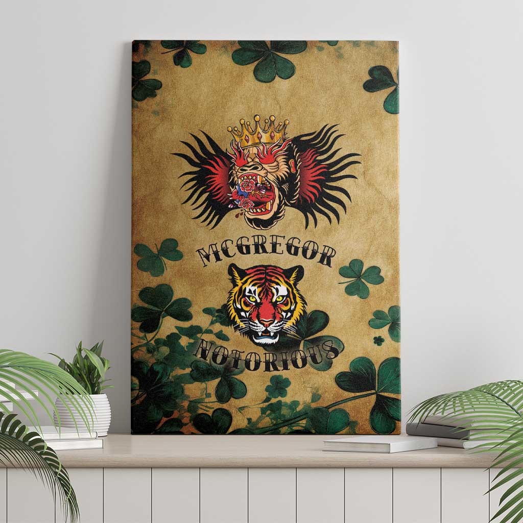 The Irishman-Notorious Canvas Wall Art Old School Tattoos and Shamrocks Grunge Style