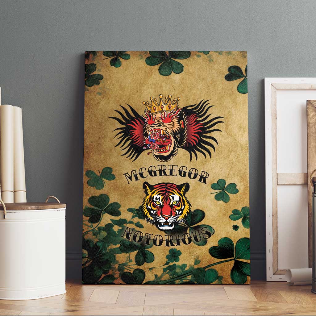 The Irishman-Notorious Canvas Wall Art Old School Tattoos and Shamrocks Grunge Style