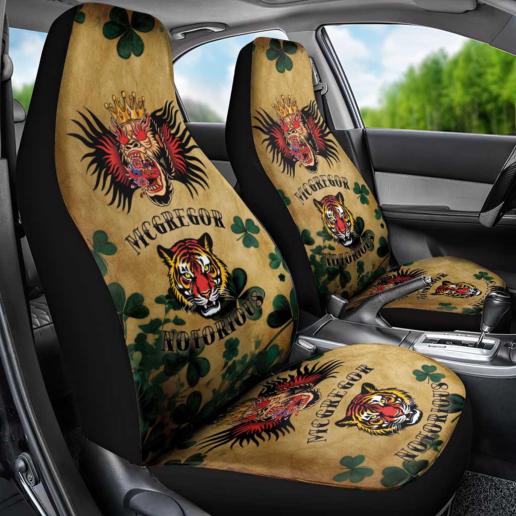 The Irishman-Notorious Car Seat Cover Old School Tattoos and Shamrocks Grunge Style