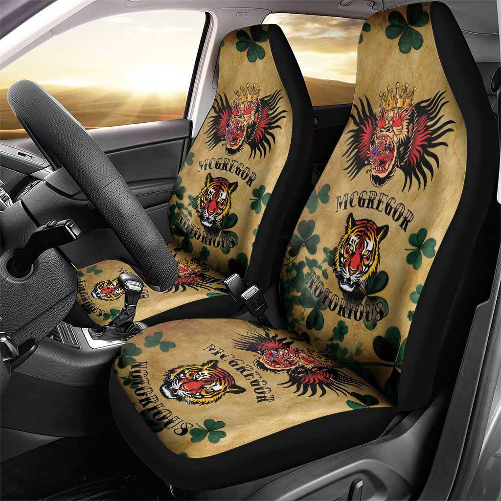The Irishman-Notorious Car Seat Cover Old School Tattoos and Shamrocks Grunge Style
