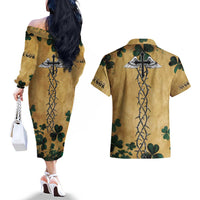 The Irishman-Notorious Couples Matching Off The Shoulder Long Sleeve Dress and Hawaiian Shirt Old School Tattoos and Shamrocks Grunge Style