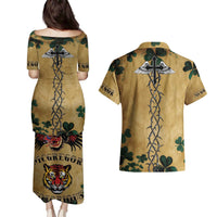 The Irishman-Notorious Couples Matching Puletasi and Hawaiian Shirt Old School Tattoos and Shamrocks Grunge Style