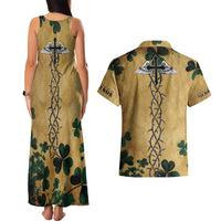 The Irishman-Notorious Couples Matching Tank Maxi Dress and Hawaiian Shirt Old School Tattoos and Shamrocks Grunge Style