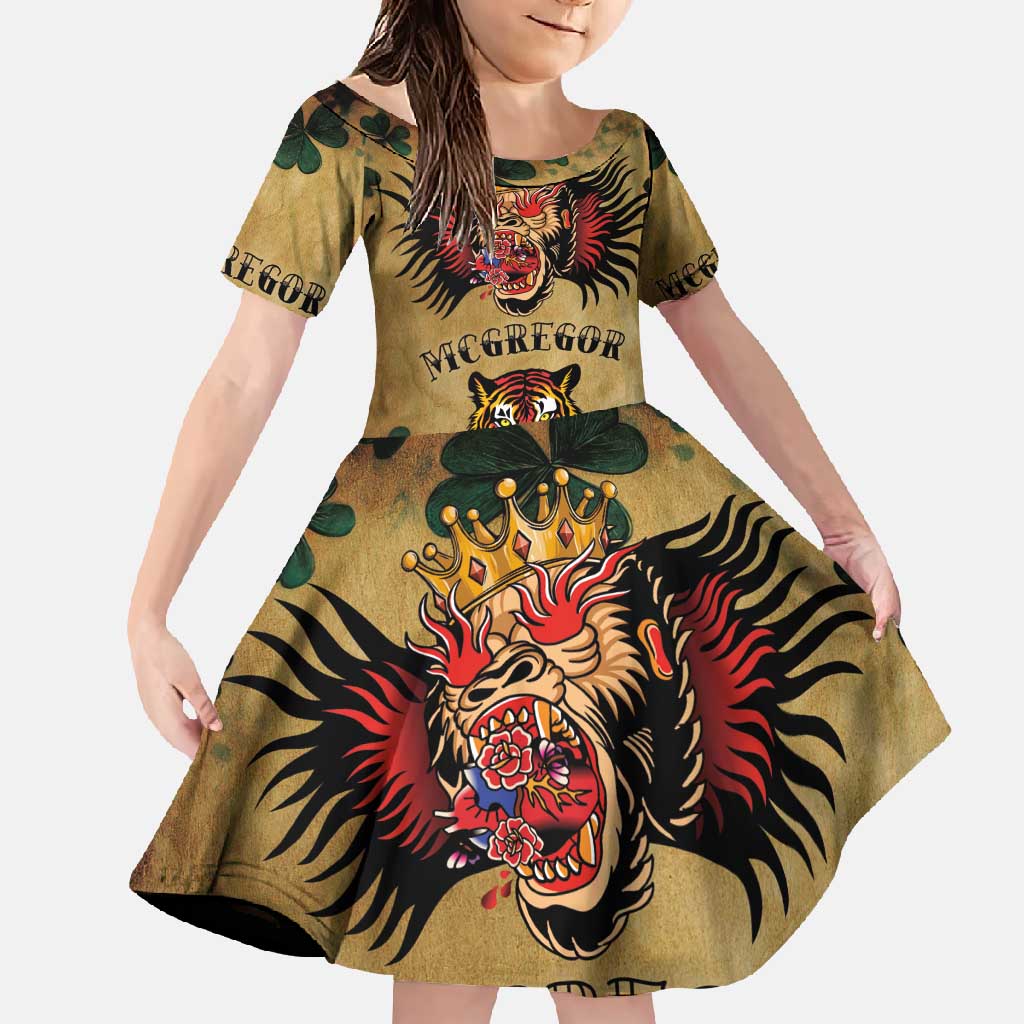 The Irishman-Notorious Family Matching Long Sleeve Bodycon Dress and Hawaiian Shirt Old School Tattoos and Shamrocks Grunge Style