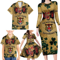 The Irishman-Notorious Family Matching Long Sleeve Bodycon Dress and Hawaiian Shirt Old School Tattoos and Shamrocks Grunge Style