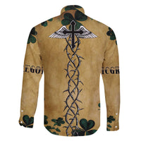 The Irishman-Notorious Family Matching Off The Shoulder Long Sleeve Dress and Hawaiian Shirt Old School Tattoos and Shamrocks Grunge Style