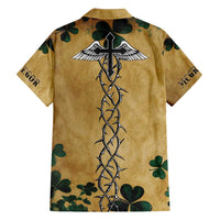 The Irishman-Notorious Family Matching Off Shoulder Short Dress and Hawaiian Shirt Old School Tattoos and Shamrocks Grunge Style