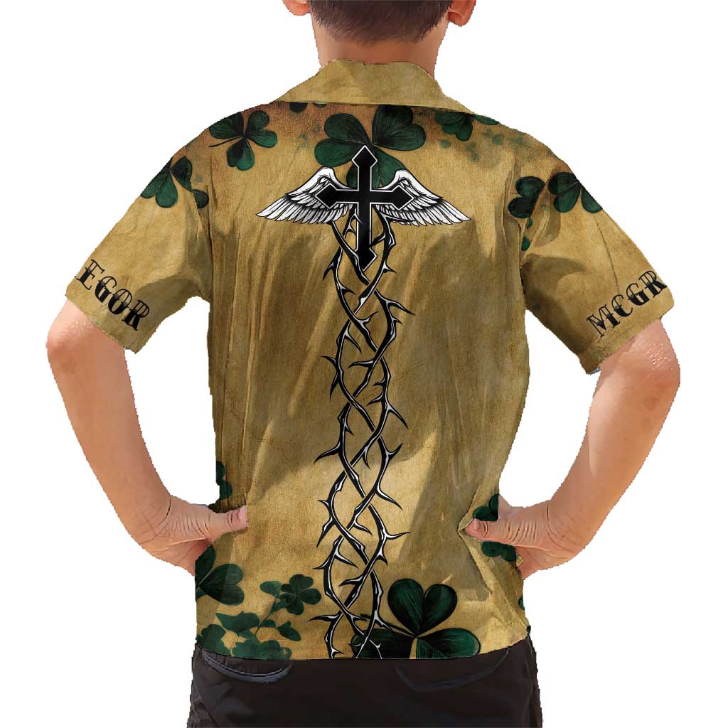 The Irishman-Notorious Family Matching Short Sleeve Bodycon Dress and Hawaiian Shirt Old School Tattoos and Shamrocks Grunge Style