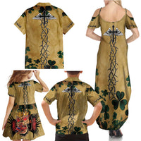 The Irishman-Notorious Family Matching Summer Maxi Dress and Hawaiian Shirt Old School Tattoos and Shamrocks Grunge Style
