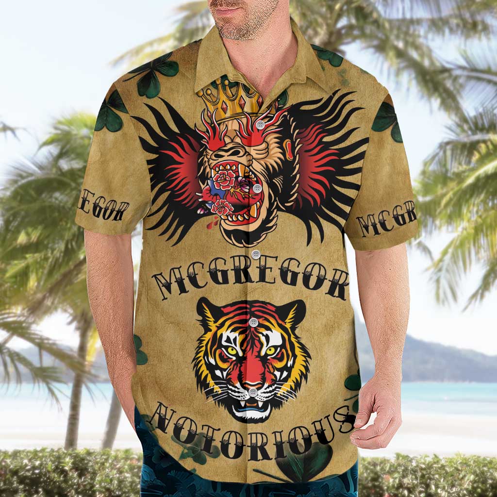 The Irishman-Notorious Hawaiian Shirt Old School Tattoos and Shamrocks Grunge Style