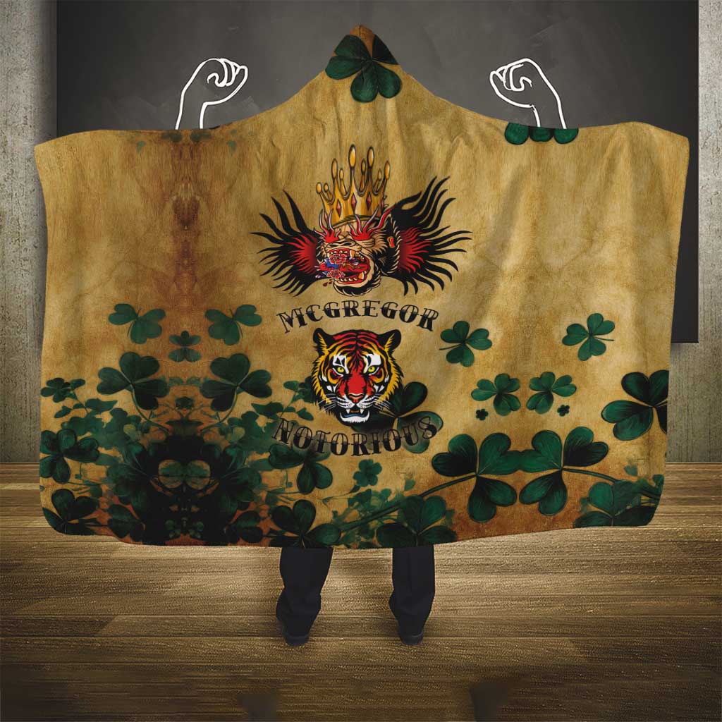 The Irishman-Notorious Hooded Blanket Old School Tattoos and Shamrocks Grunge Style