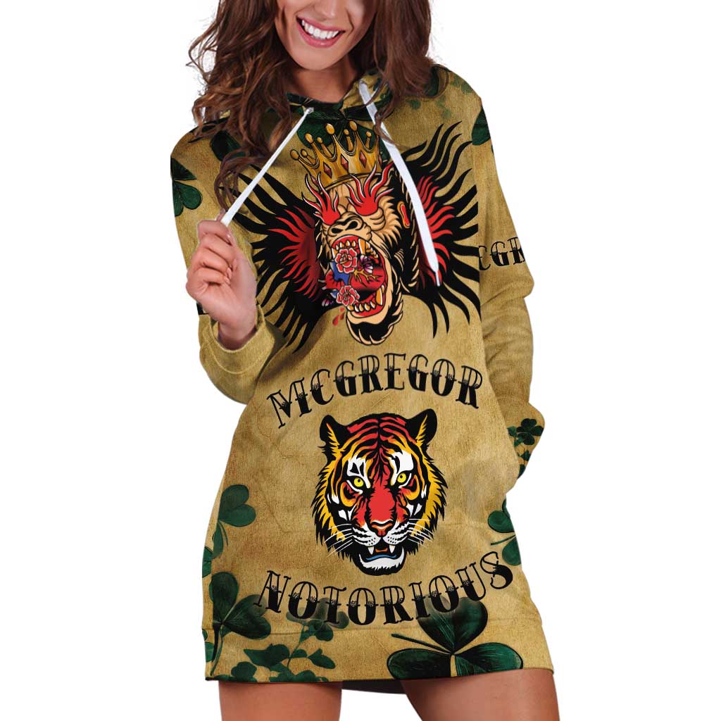 The Irishman-Notorious Hoodie Dress Old School Tattoos and Shamrocks Grunge Style