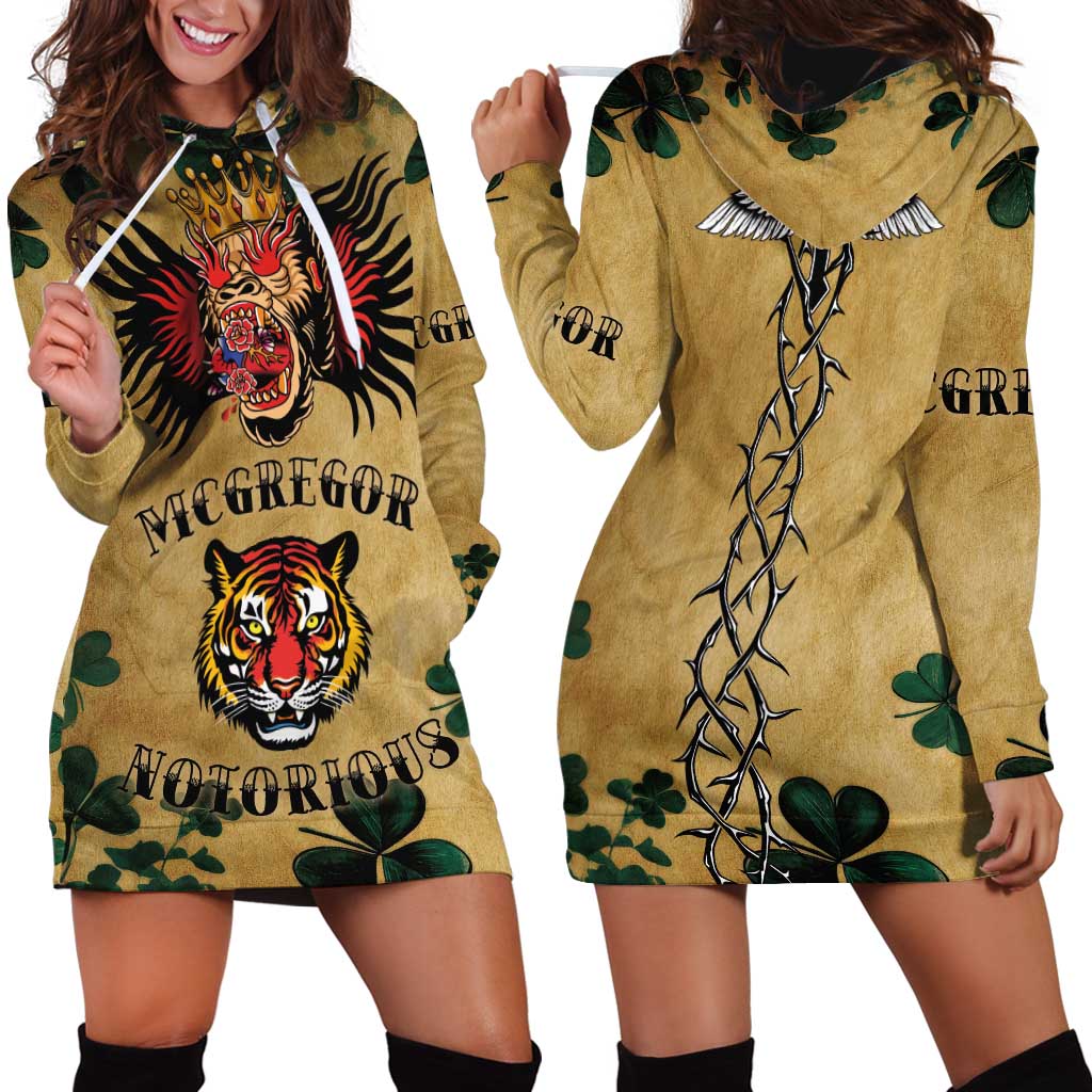 The Irishman-Notorious Hoodie Dress Old School Tattoos and Shamrocks Grunge Style