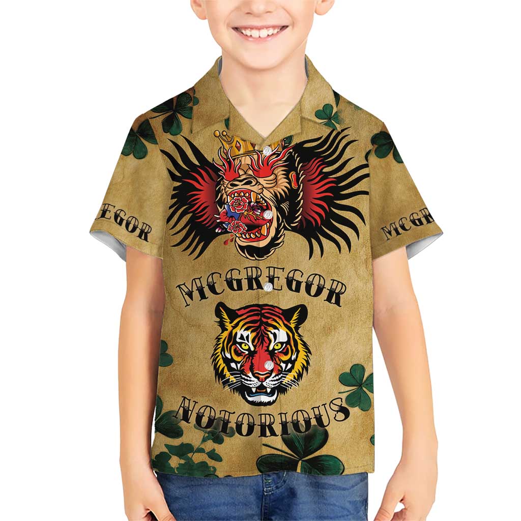 The Irishman-Notorious Kid Hawaiian Shirt Old School Tattoos and Shamrocks Grunge Style