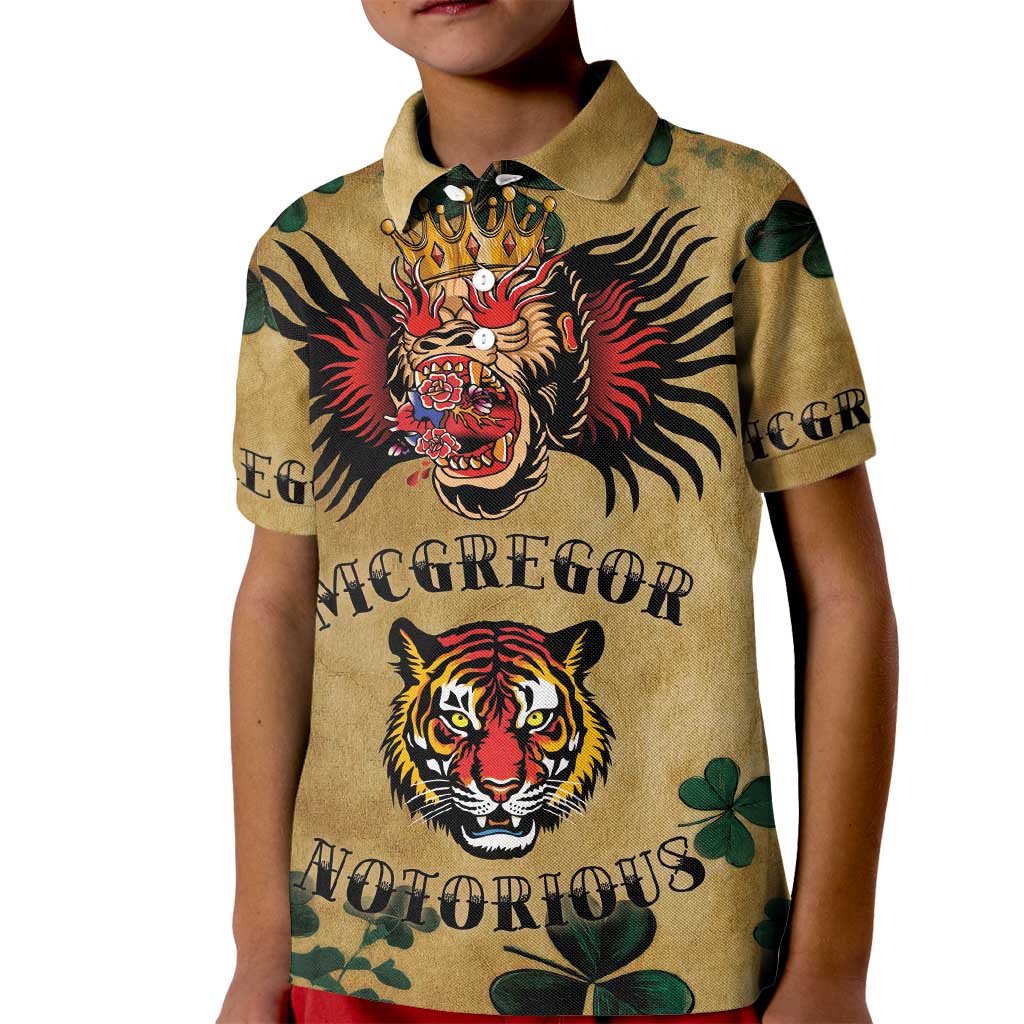 The Irishman-Notorious Kid Polo Shirt Old School Tattoos and Shamrocks Grunge Style