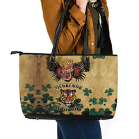The Irishman-Notorious Leather Tote Bag Old School Tattoos and Shamrocks Grunge Style