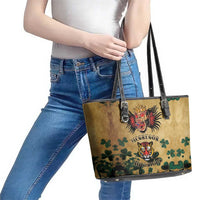 The Irishman-Notorious Leather Tote Bag Old School Tattoos and Shamrocks Grunge Style
