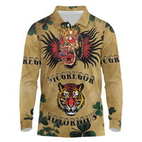 The Irishman-Notorious Long Sleeve Polo Shirt Old School Tattoos and Shamrocks Grunge Style