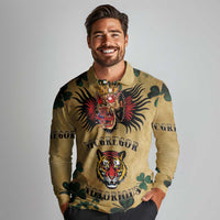 The Irishman-Notorious Long Sleeve Polo Shirt Old School Tattoos and Shamrocks Grunge Style