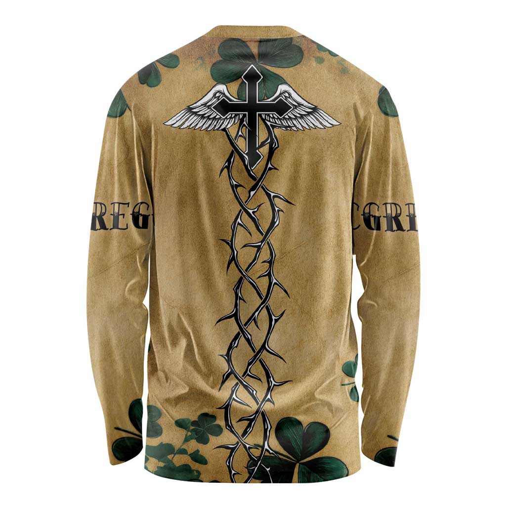 The Irishman-Notorious Long Sleeve Shirt Old School Tattoos and Shamrocks Grunge Style