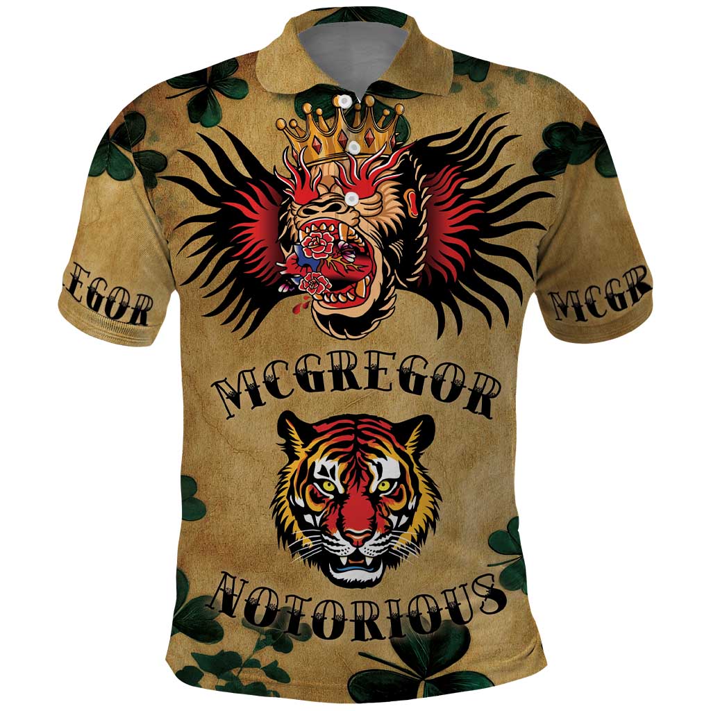The Irishman-Notorious Polo Shirt Old School Tattoos and Shamrocks Grunge Style