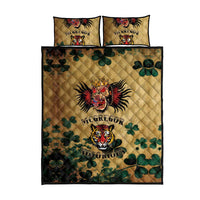 The Irishman-Notorious Quilt Bed Set Old School Tattoos and Shamrocks Grunge Style