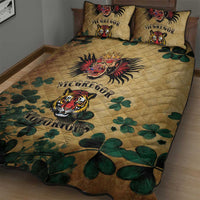 The Irishman-Notorious Quilt Bed Set Old School Tattoos and Shamrocks Grunge Style