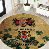 The Irishman-Notorious Round Carpet Old School Tattoos and Shamrocks Grunge Style