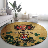 The Irishman-Notorious Round Carpet Old School Tattoos and Shamrocks Grunge Style