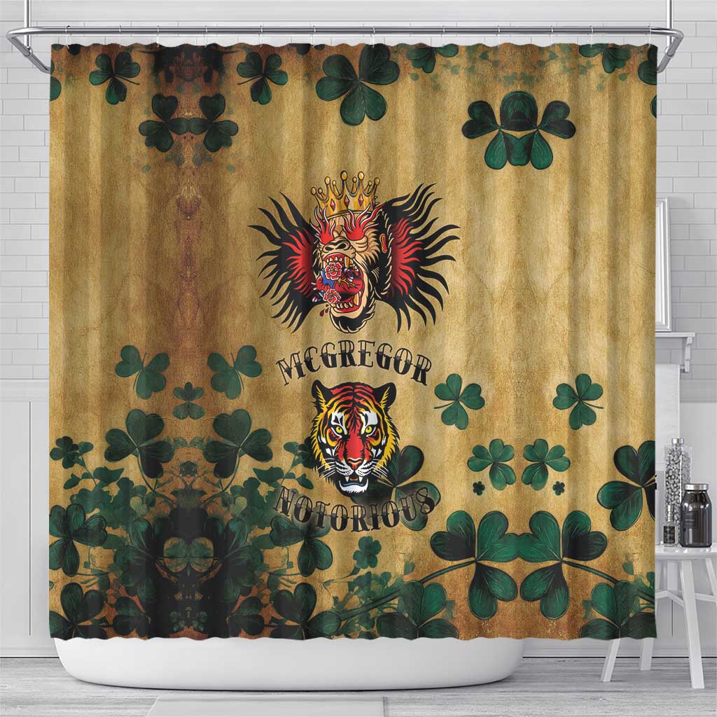 The Irishman-Notorious Shower Curtain Old School Tattoos and Shamrocks Grunge Style